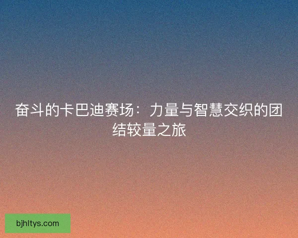 奋斗的卡巴迪赛场：力量与智慧交织的团结较量之旅
