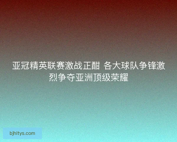 亚冠精英联赛激战正酣 各大球队争锋激烈争夺亚洲顶级荣耀